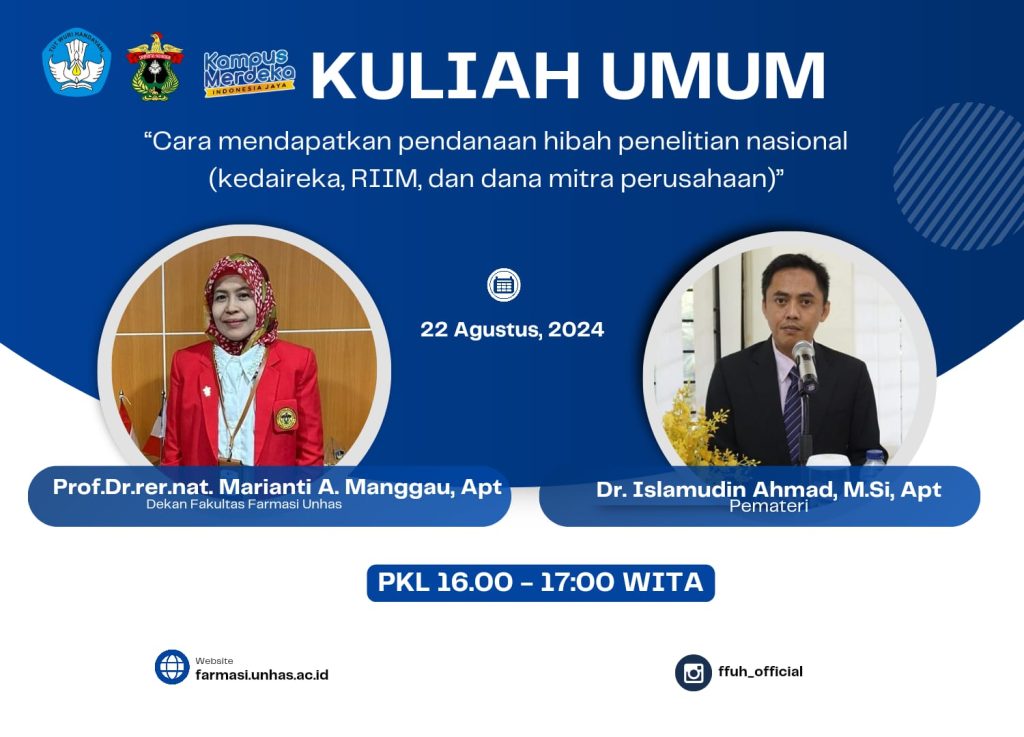 Fakultas Farmasi Unhas Adakan Kuliah Umum tentang Pendanaan Hibah Penelitian Nasional