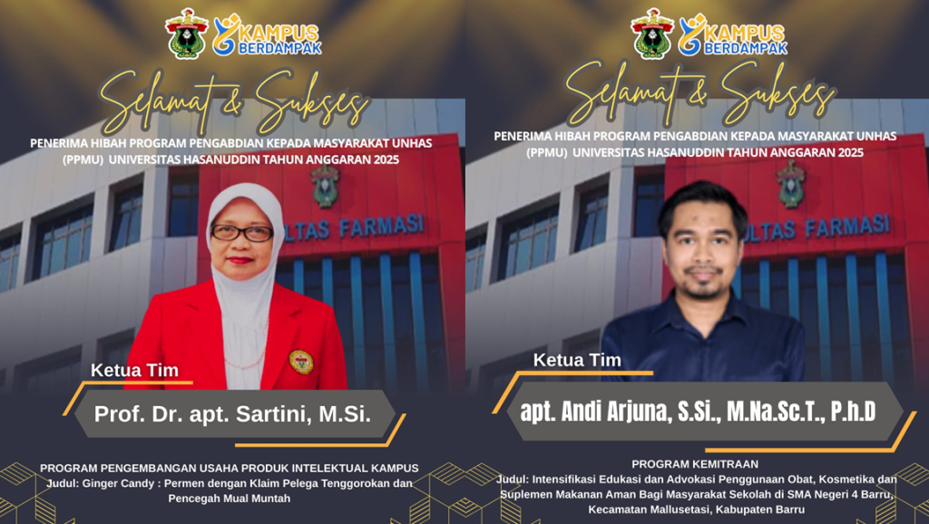 Dua Dosen Fakultas Farmasi Raih Hibah Pengabdian kepada Masyarakat PPMU Unhas 2025