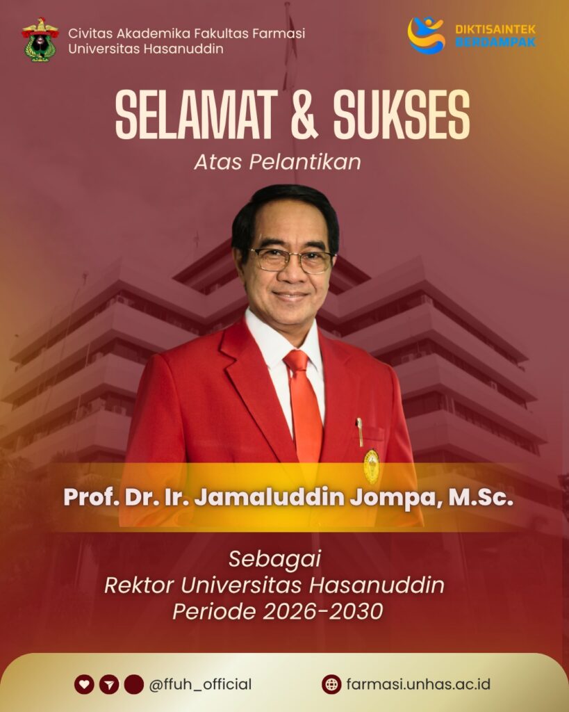 Prof. Jamaluddin Jompa Resmi Dilantik Menjadi Rektor UNHAS untuk Periode Kedua 2026-2030