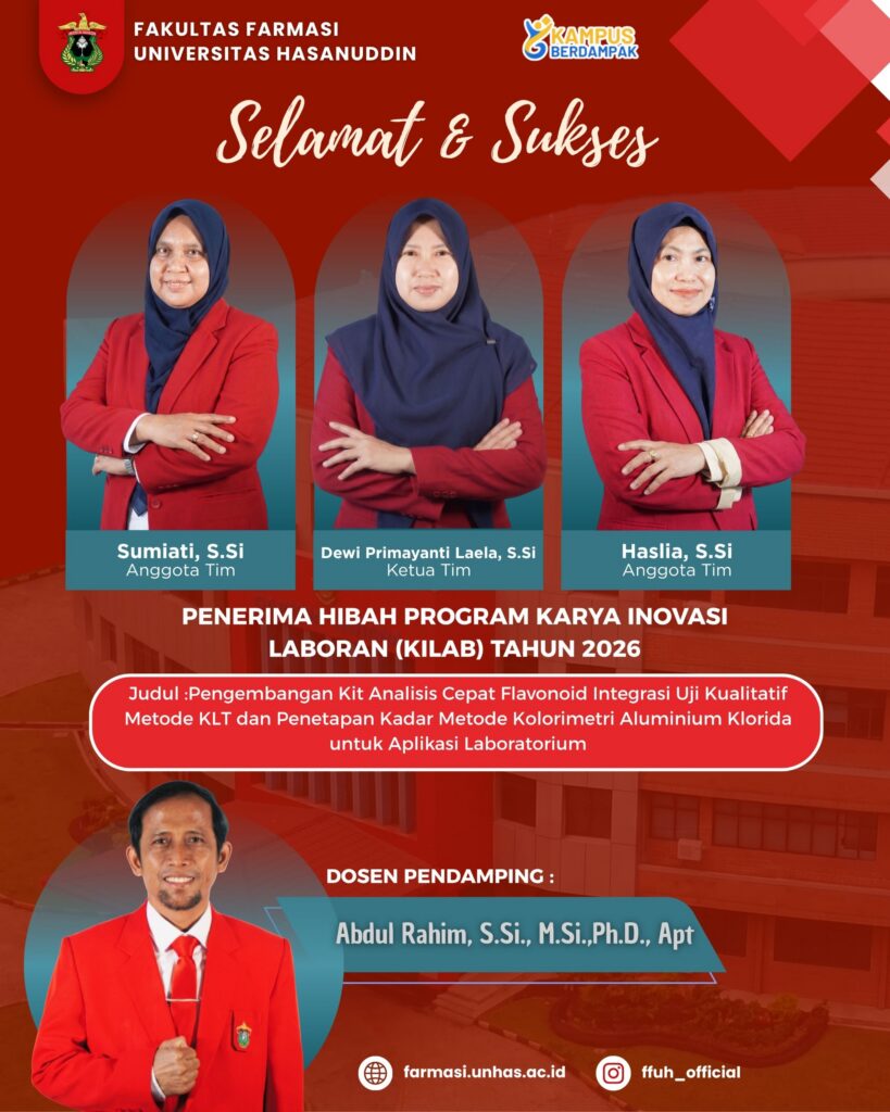 Tendik Farmasi Unhas Raih Hibah KILAB Tahun 2026