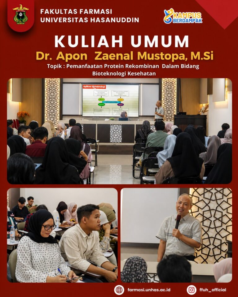 Kuliah Umum Fakultas Farmasi Unhas Bahas Pemanfaatan Protein Rekombinan dalam Bioteknologi Kesehatan