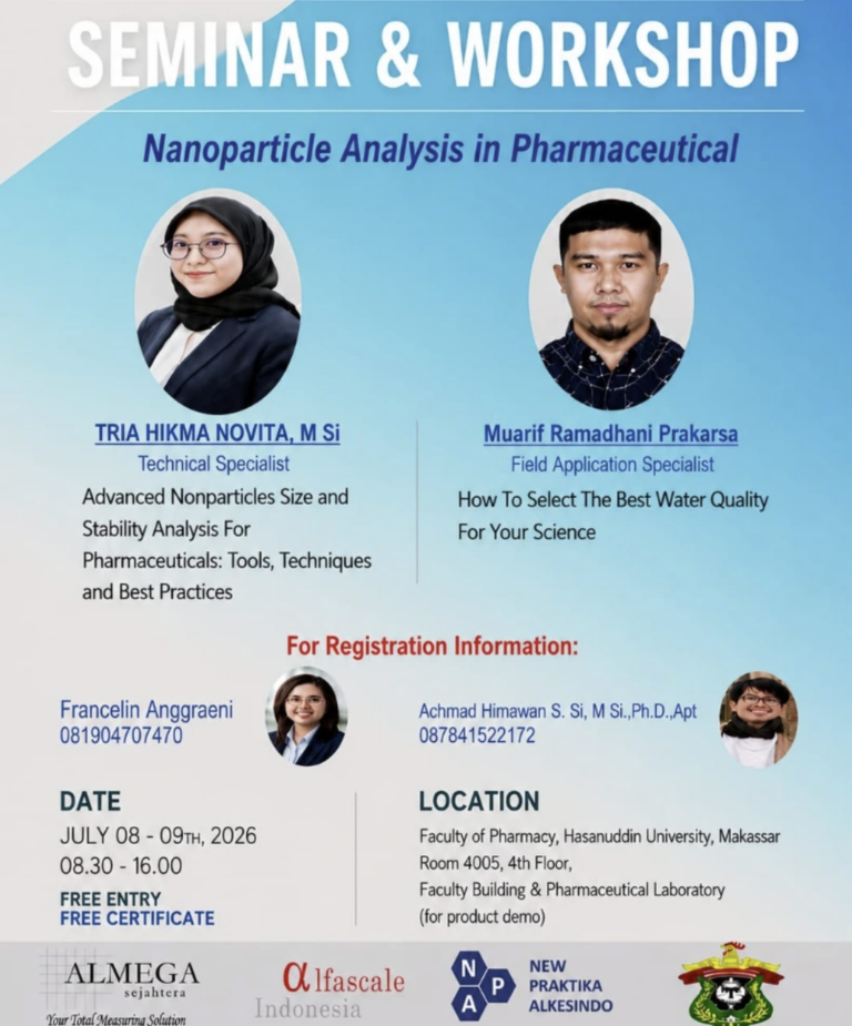Fakultas Farmasi Unhas Gelar Seminar dan Workshop “Nanoparticle Analysis in Pharmaceutical”