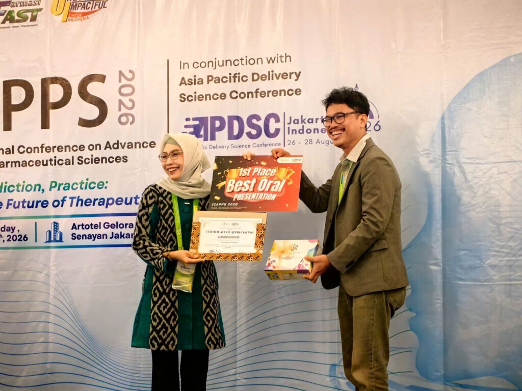 Achmad Himawan, Dosen Farmasi Unhas, Raih 1st Place – Best Oral Presentation di ICAPPS 2026